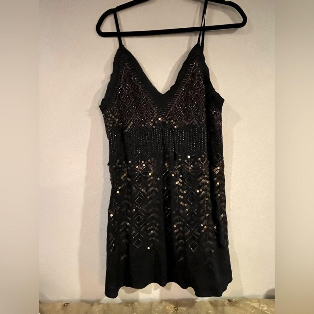 Beautiful NWT Intimately Free People black beaded slip dress sz medium